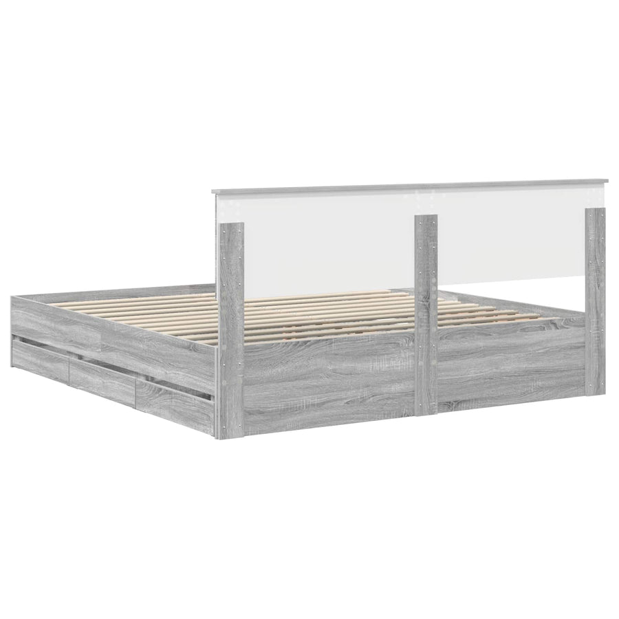 Bedframe met lade Grijs Sonoma 180 x 200 cm Ingenieurshout