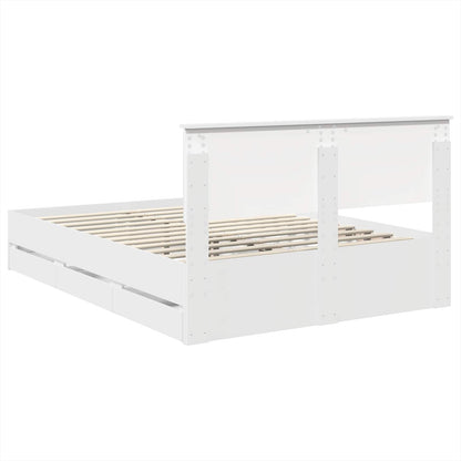 Bedframe met lade met opslag Wit 160 x 200 cm Ingenieurshout
