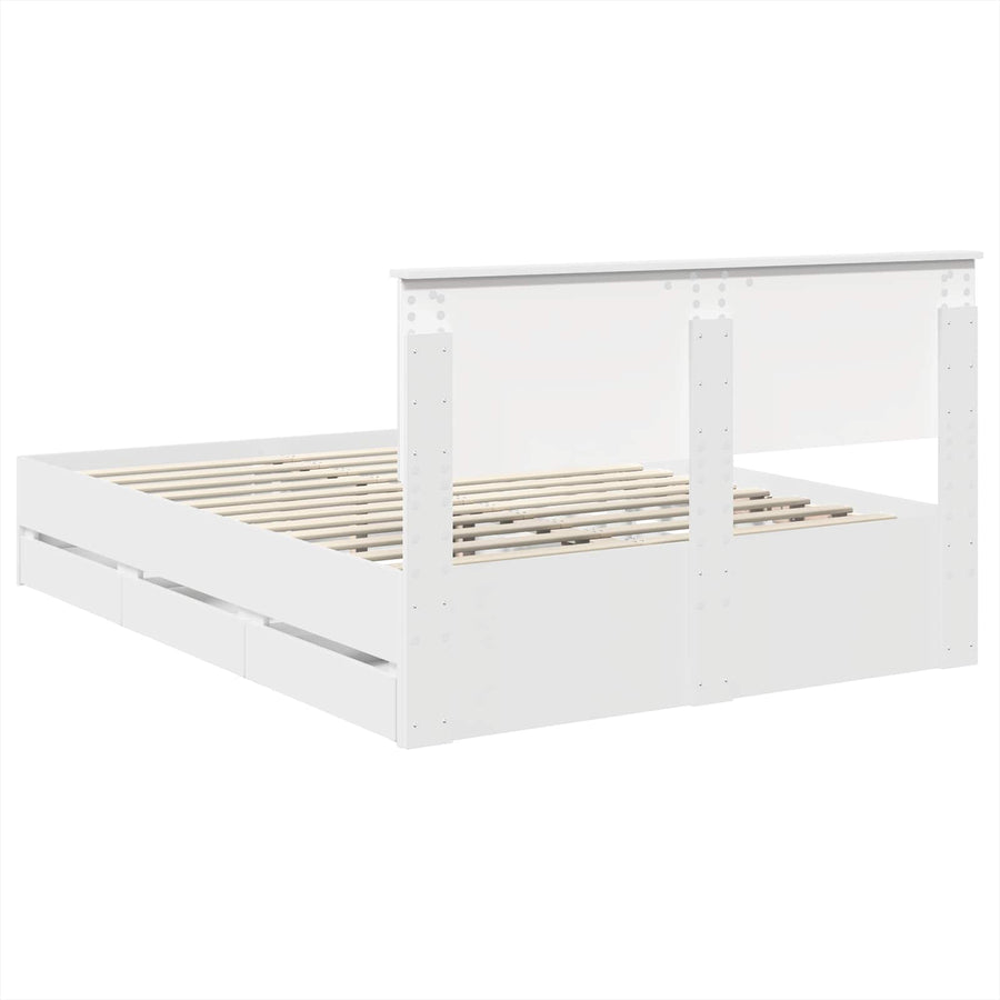 Bedframe met lade met opslag Wit 160 x 200 cm Ingenieurshout