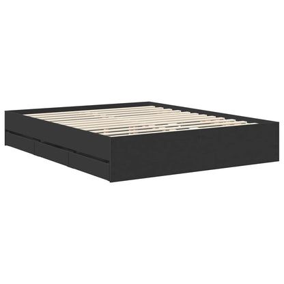 Bedframe met lade met opslag Zwart 160 x 200 cm Ingenieurshout