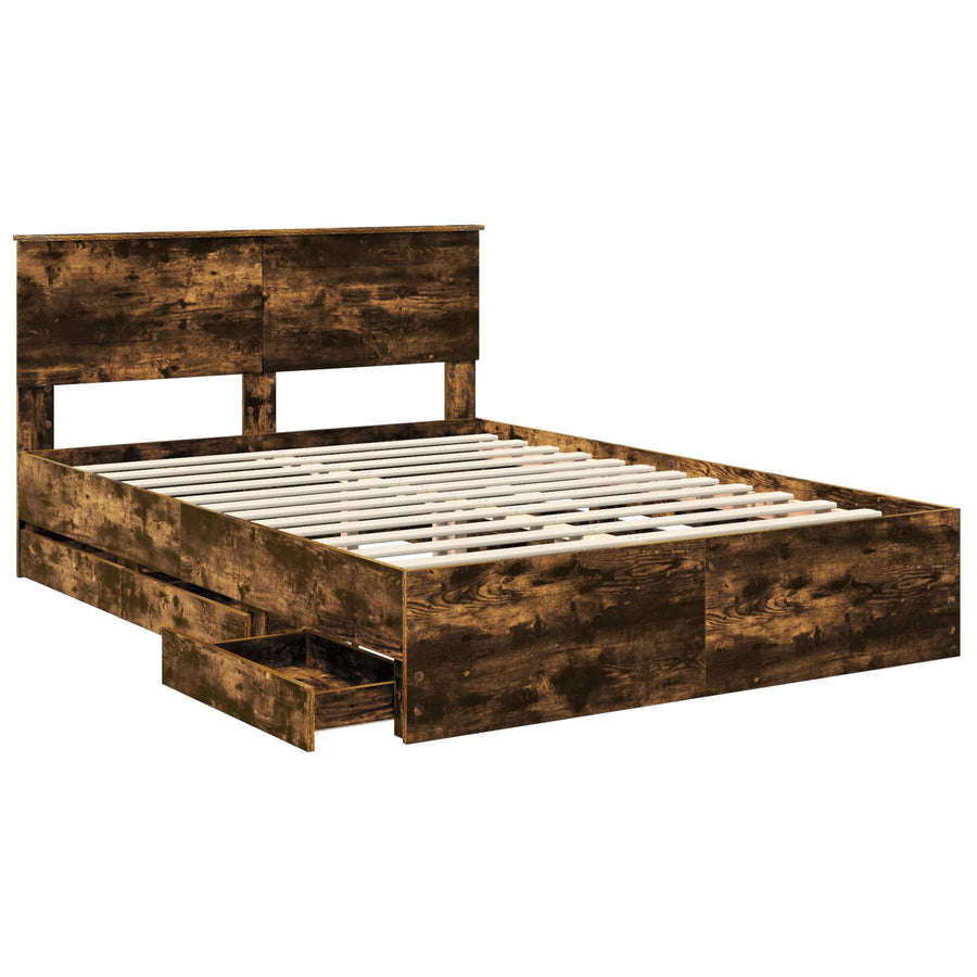Bedframe met lade Gerookt eiken 160 x 200 cm Ingenieurshout