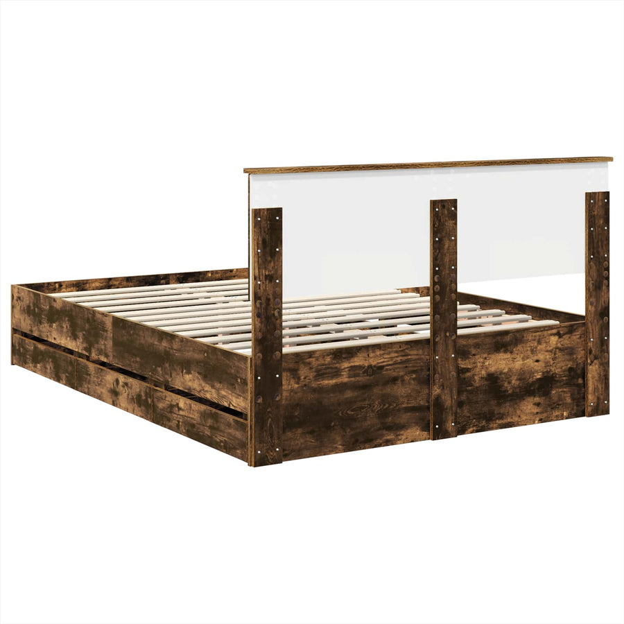 Bedframe met lade Gerookt eiken 160 x 200 cm Ingenieurshout