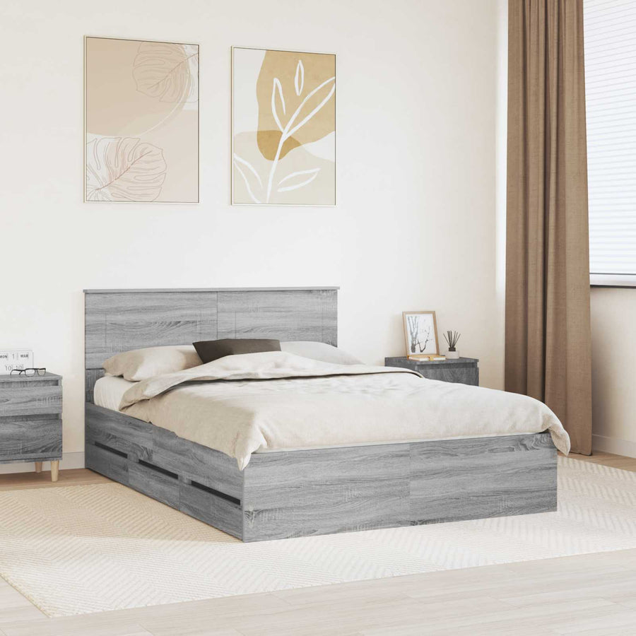 Bedframe met lade Grijs Sonoma 160 x 200 cm Ingenieurshout
