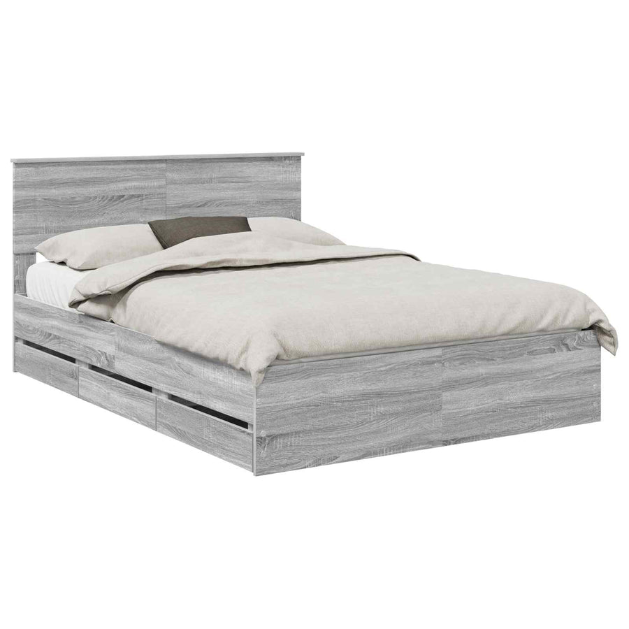 Bedframe met lade Grijs Sonoma 160 x 200 cm Ingenieurshout