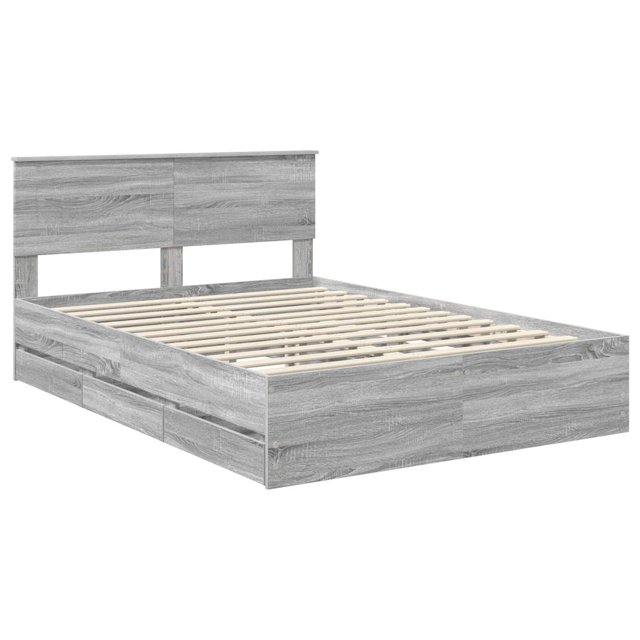 Bedframe met lade Grijs Sonoma 160 x 200 cm Ingenieurshout