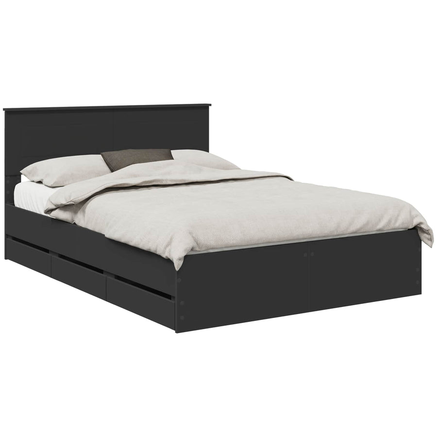 Bedframe met lade met opslag Zwart 150 x 200 cm Ingenieurshout