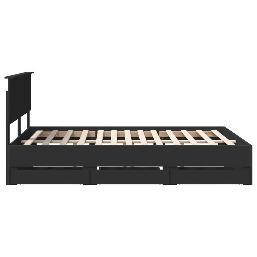 Bedframe met lade met opslag Zwart 150 x 200 cm Ingenieurshout