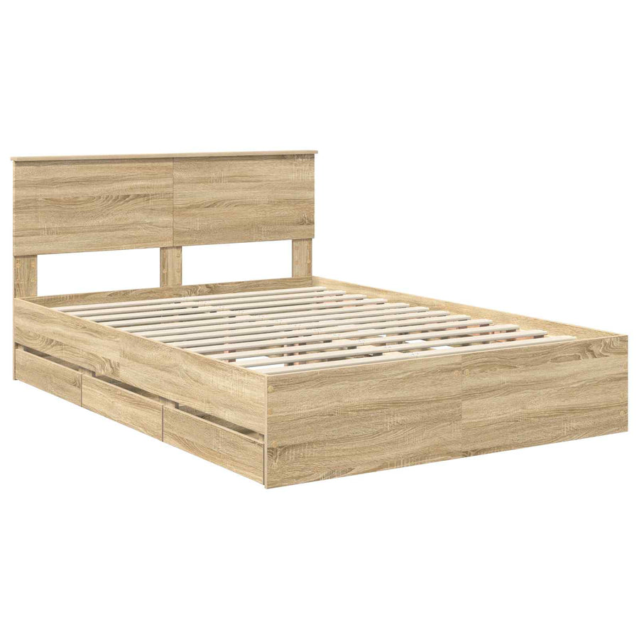 Bedframe met lade Sonoma Eiken 150 x 200 cm Ingenieurshout