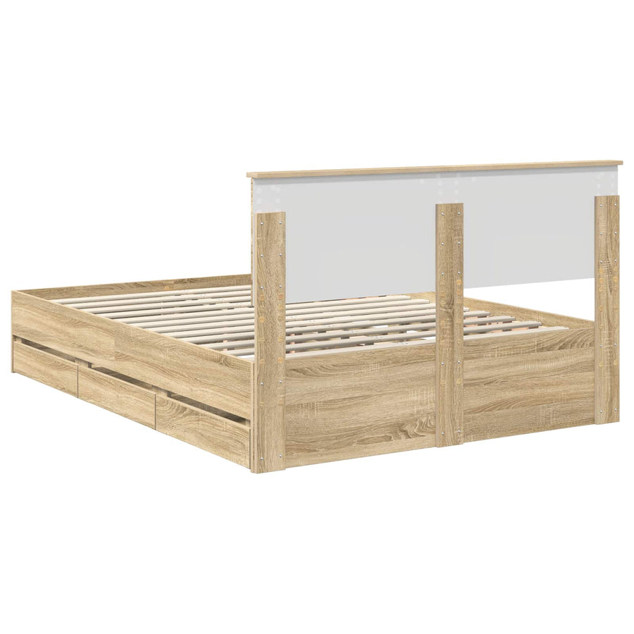 Bedframe met lade Sonoma Eiken 150 x 200 cm Ingenieurshout