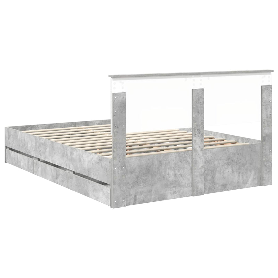 Bedframe met lade Beton Grijs 150 x 200 cm Ingenieurshout
