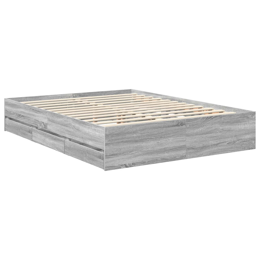 Bedframe met lade Grijs Sonoma 150 x 200 cm Ingenieurshout