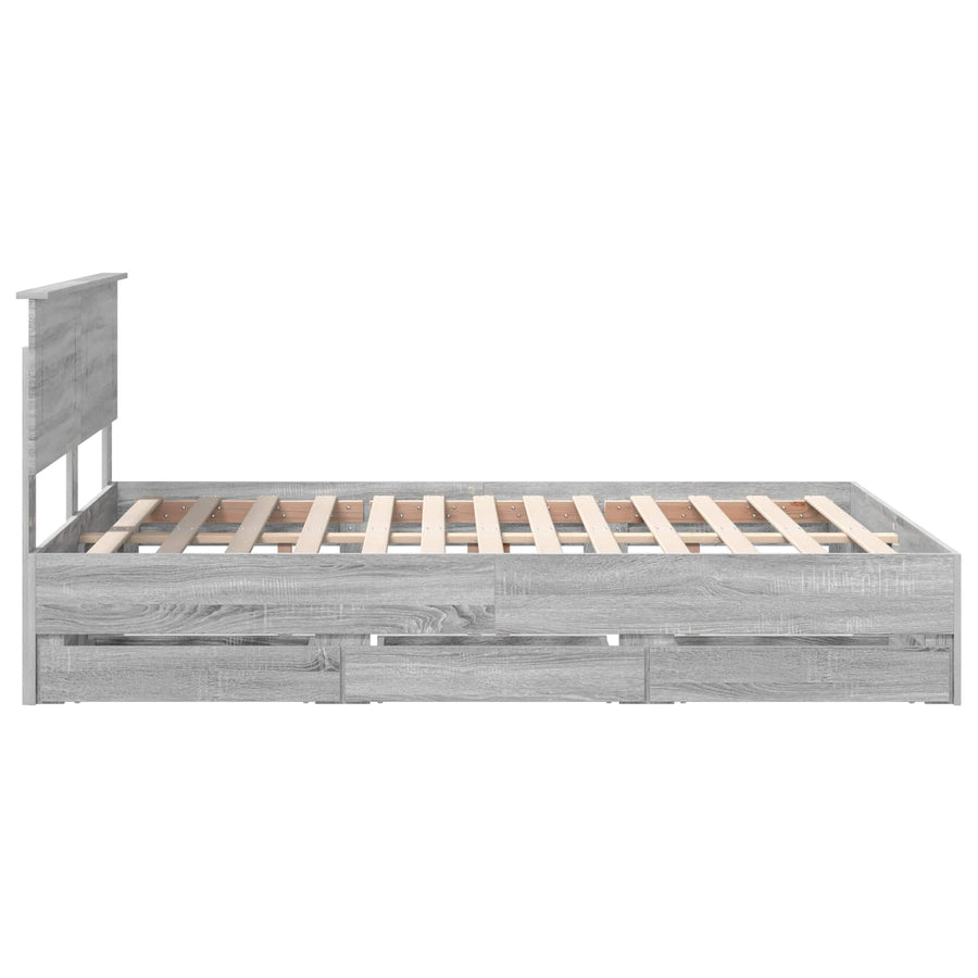 Bedframe met lade Grijs Sonoma 150 x 200 cm Ingenieurshout