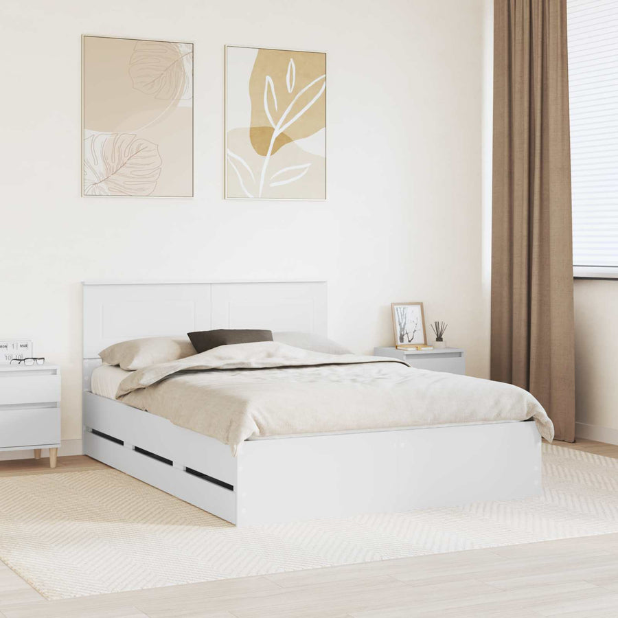 Bedframe met lade met opslag Wit 140 x 190 cm Ingenieurshout