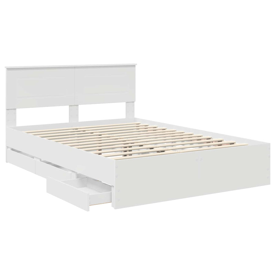 Bedframe met lade met opslag Wit 140 x 190 cm Ingenieurshout