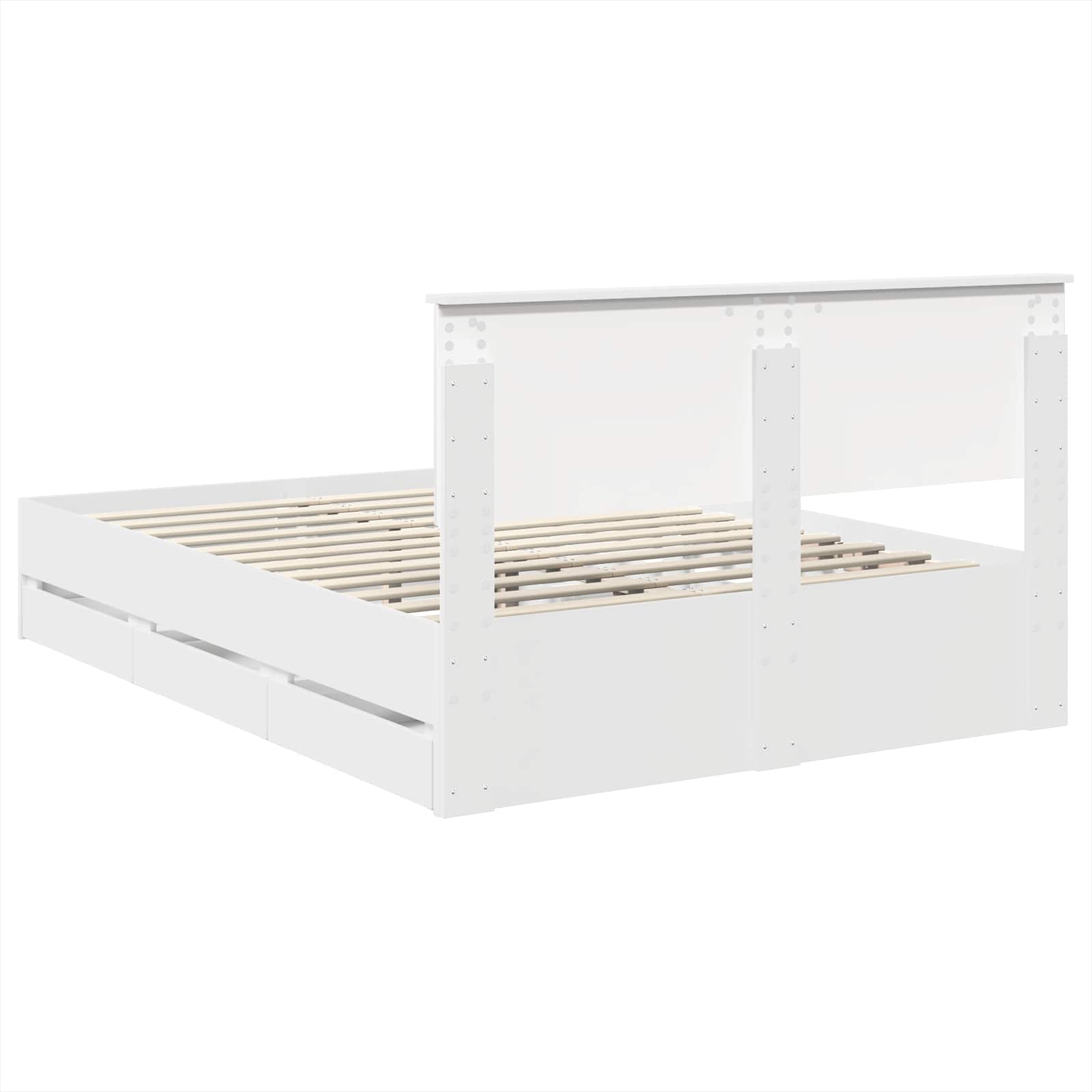Bedframe met lade met opslag Wit 140 x 190 cm Ingenieurshout