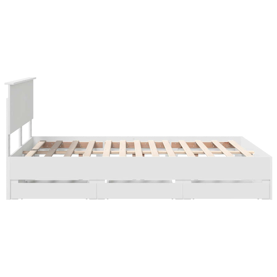 Bedframe met lade met opslag Wit 140 x 190 cm Ingenieurshout