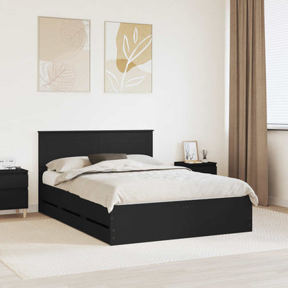 Bedframe met lade met opslag Zwart 140 x 190 cm Ingenieurshout