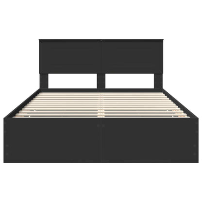 Bedframe met lade met opslag Zwart 140 x 190 cm Ingenieurshout