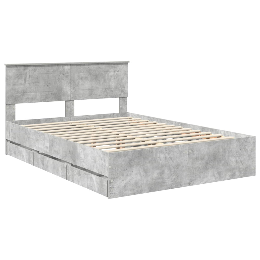 Bedframe met lade Beton Grijs 140 x 190 cm Ingenieurshout