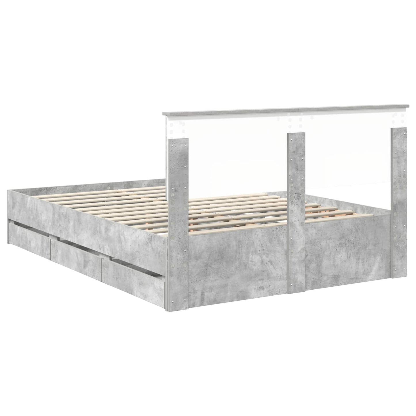 Bedframe met lade Beton Grijs 140 x 190 cm Ingenieurshout