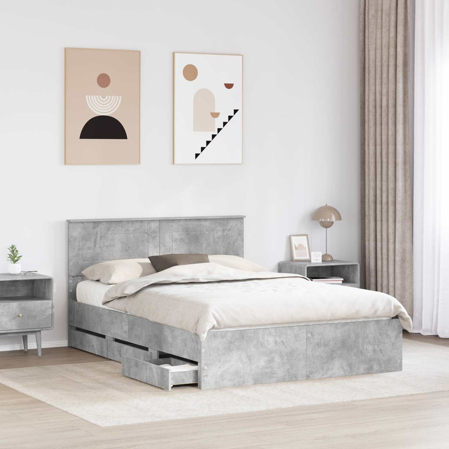 Bedframe met lade Beton Grijs 140 x 200 cm Ingenieurshout