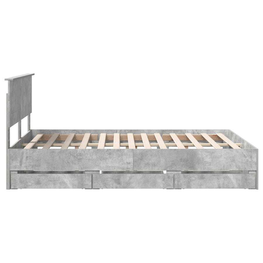 Bedframe met lade Beton Grijs 140 x 200 cm Ingenieurshout