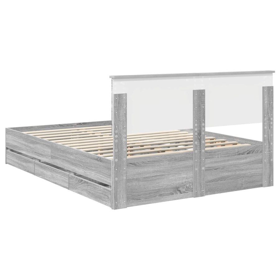 Bedframe met lade Grijs Sonoma 140 x 200 cm Ingenieurshout