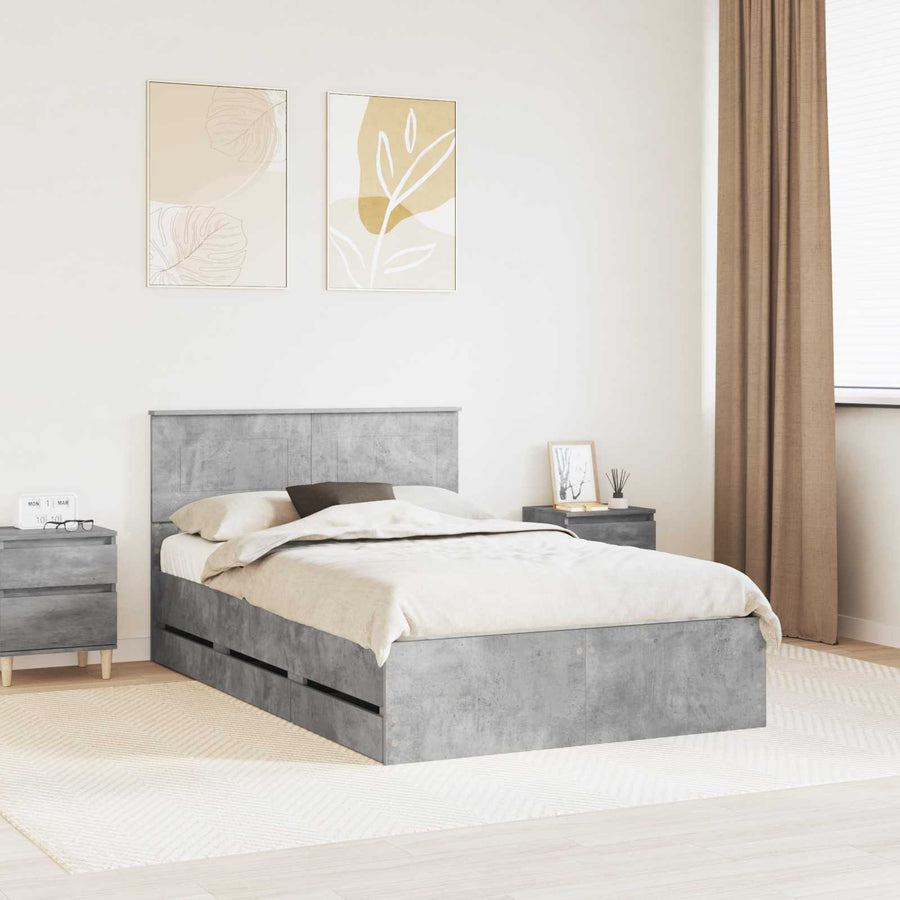 Bedframe met lade Beton Grijs 135 x 190 cm Ingenieurshout