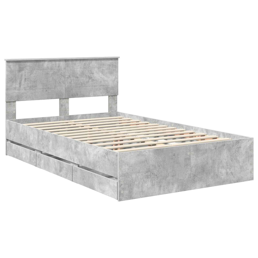 Bedframe met lade Beton Grijs 135 x 190 cm Ingenieurshout