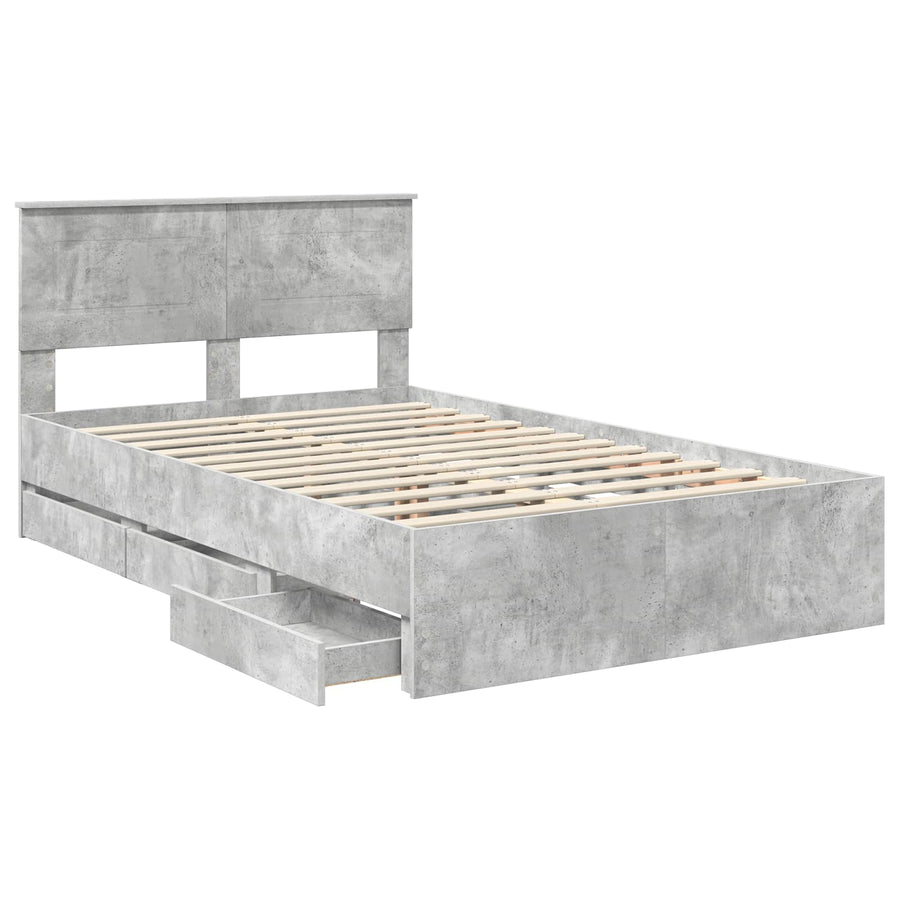 Bedframe met lade Beton Grijs 135 x 190 cm Ingenieurshout