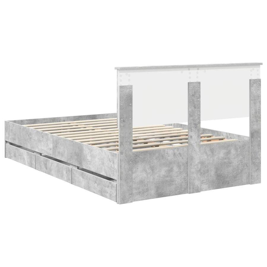 Bedframe met lade Beton Grijs 135 x 190 cm Ingenieurshout