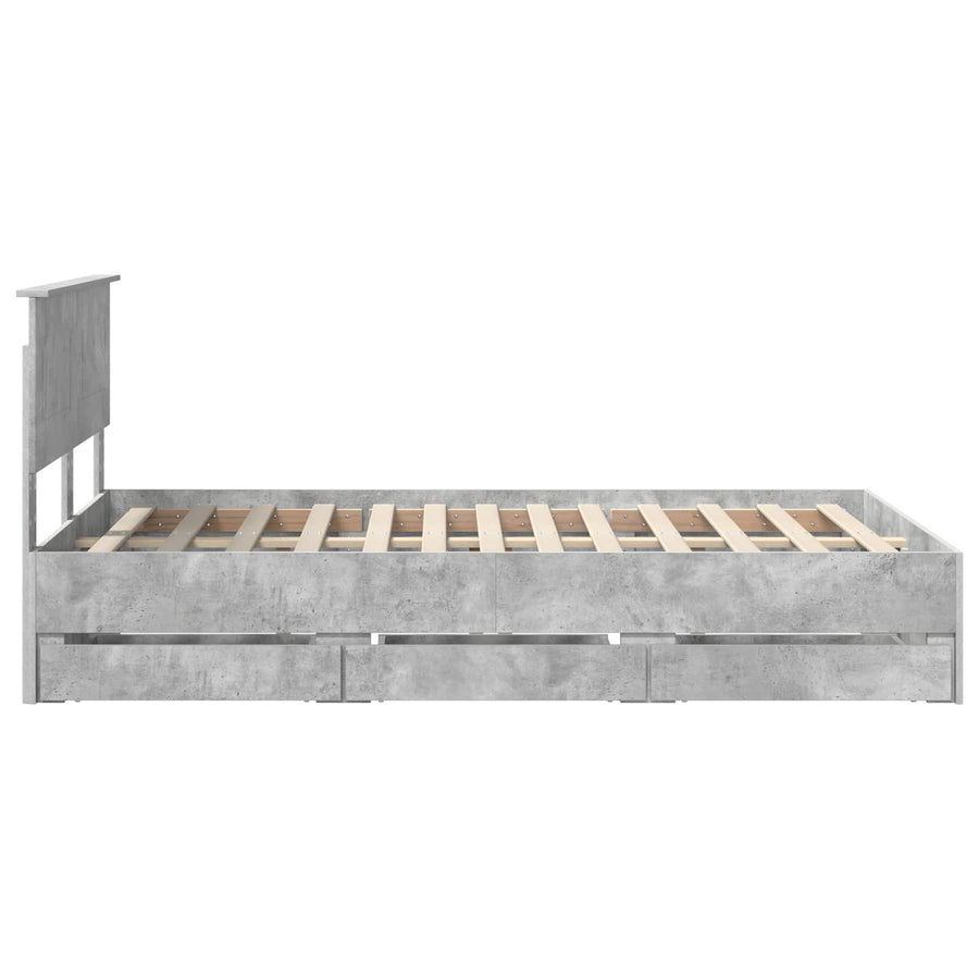 Bedframe met lade Beton Grijs 135 x 190 cm Ingenieurshout