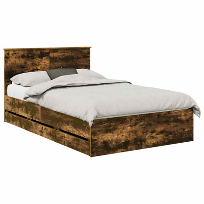 Bedframe met lade Gerookt eiken 135 x 190 cm Ingenieurshout