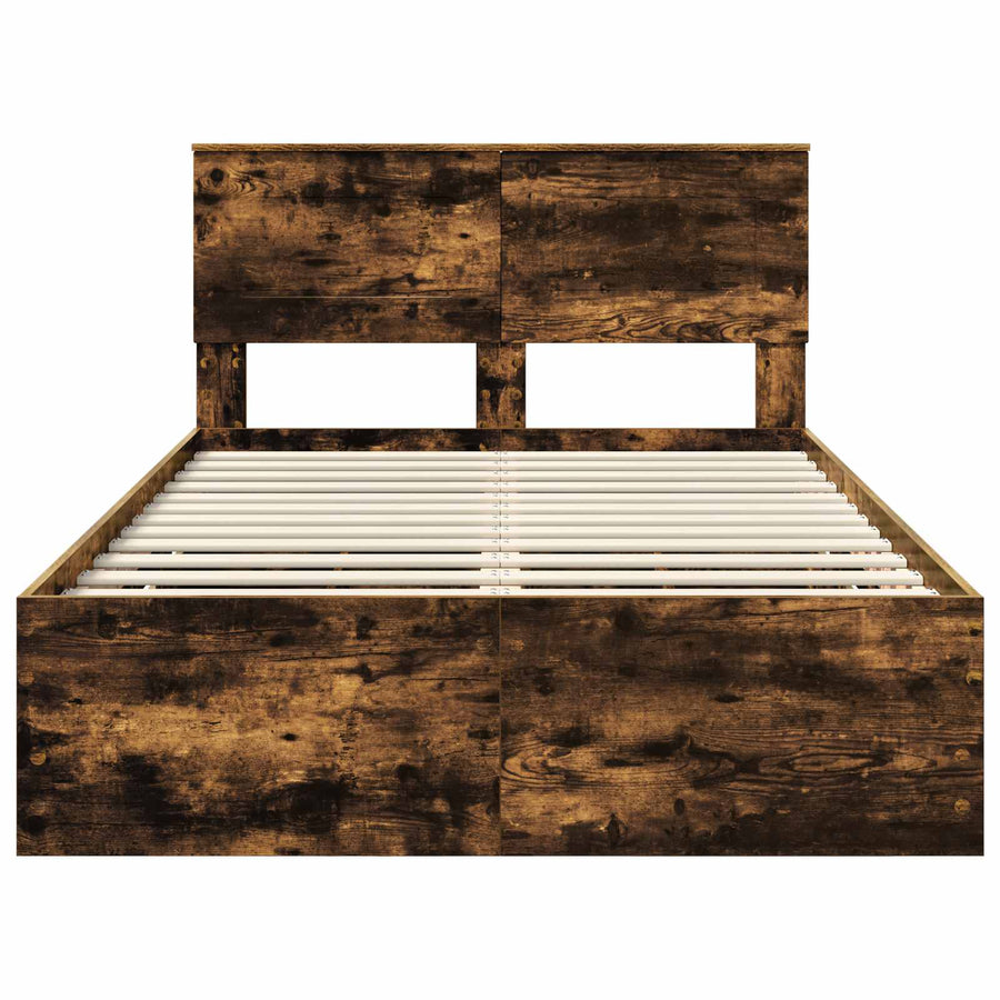 Bedframe met lade Gerookt eiken 135 x 190 cm Ingenieurshout