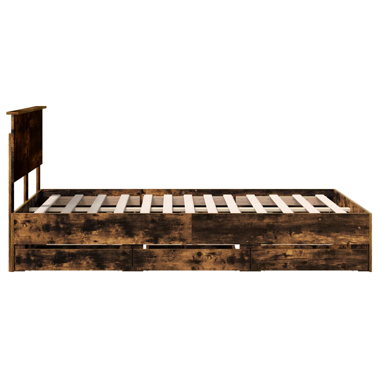 Bedframe met lade Gerookt eiken 135 x 190 cm Ingenieurshout