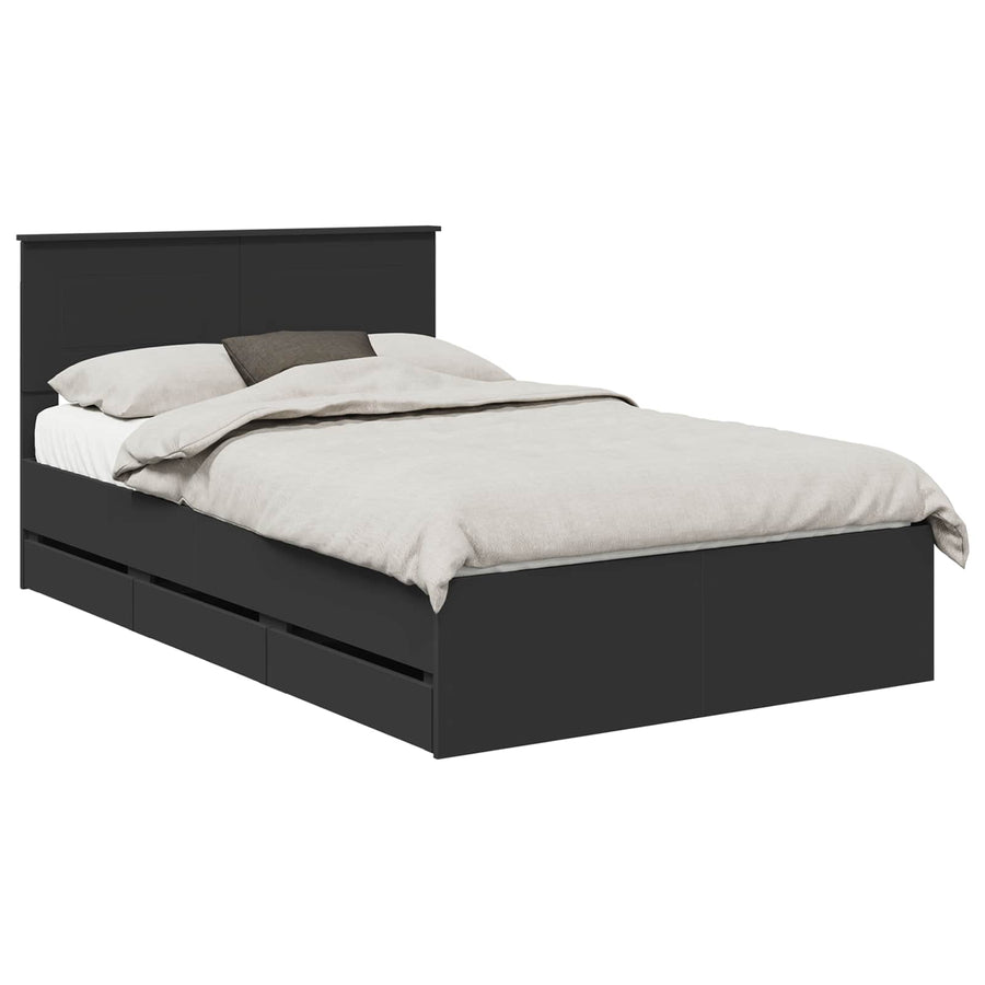 Bedframe met lade met opslag Zwart 120 x 190 cm Ingenieurshout
