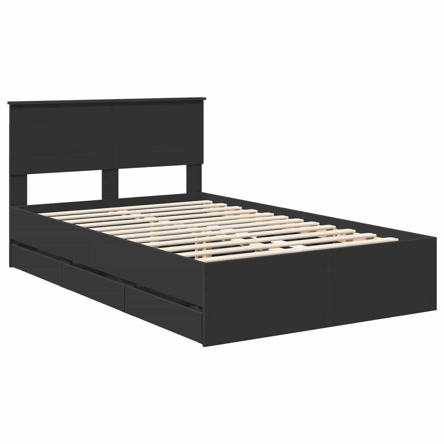 Bedframe met lade met opslag Zwart 120 x 190 cm Ingenieurshout