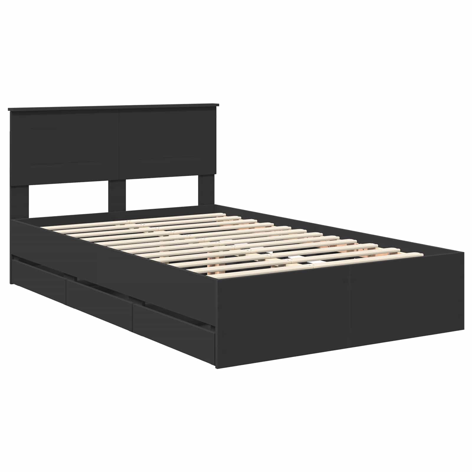 Bedframe met lade met opslag Zwart 120 x 190 cm Ingenieurshout