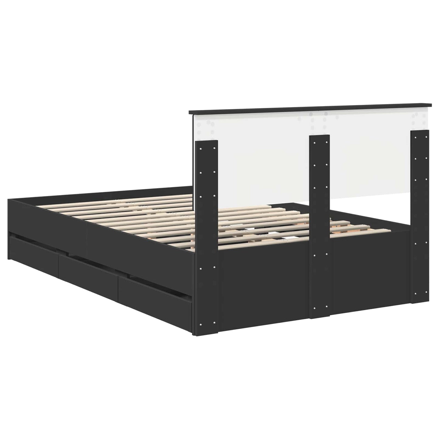Bedframe met lade met opslag Zwart 120 x 190 cm Ingenieurshout