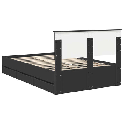Bedframe met lade met opslag Zwart 120 x 190 cm Ingenieurshout