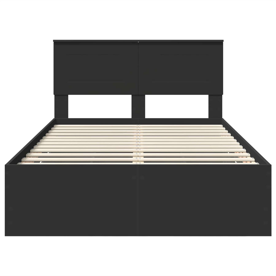 Bedframe met lade met opslag Zwart 120 x 190 cm Ingenieurshout