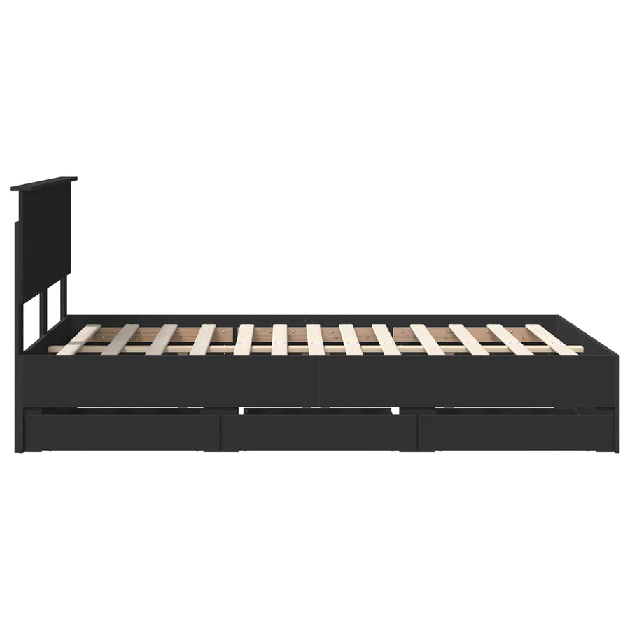Bedframe met lade met opslag Zwart 120 x 190 cm Ingenieurshout