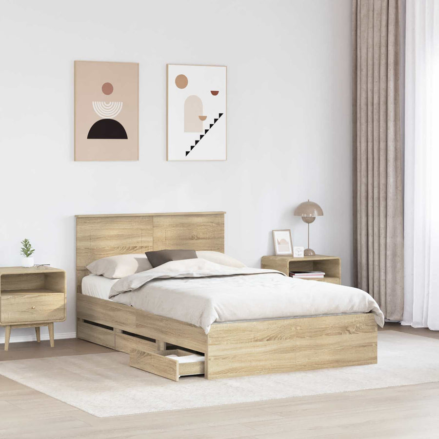 Bedframe met lade Sonoma Eiken 120 x 190 cm Ingenieurshout
