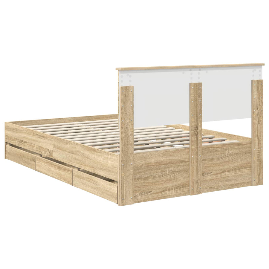 Bedframe met lade Sonoma Eiken 120 x 190 cm Ingenieurshout