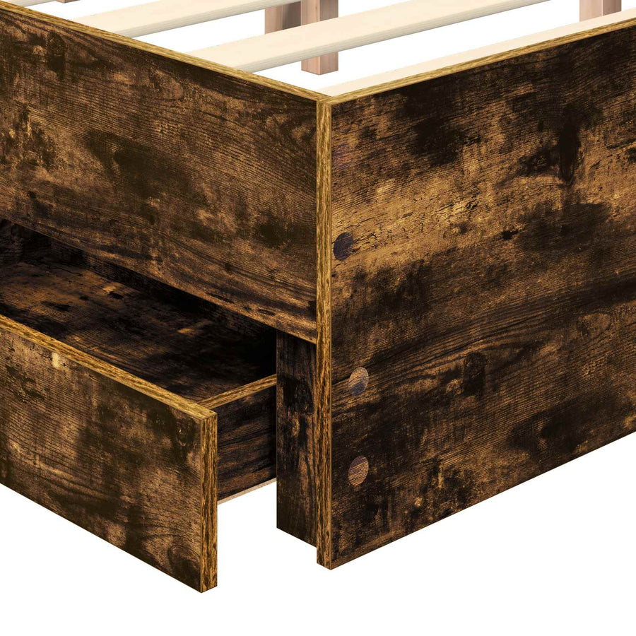 Bedframe met lade Gerookt eiken 120 x 190 cm Ingenieurshout