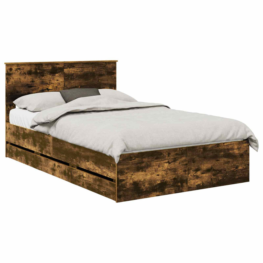 Bedframe met lade Gerookt eiken 120 x 190 cm Ingenieurshout