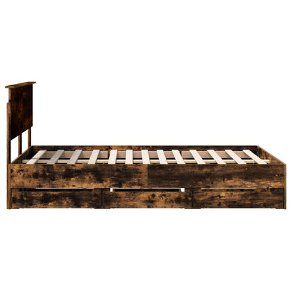 Bedframe met lade Gerookt eiken 120 x 190 cm Ingenieurshout