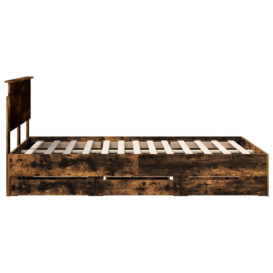 Bedframe met lade Gerookt eiken 120 x 190 cm Ingenieurshout