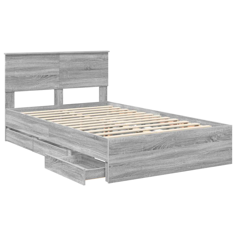Bedframe met lade Grijs Sonoma 120 x 190 cm Ingenieurshout