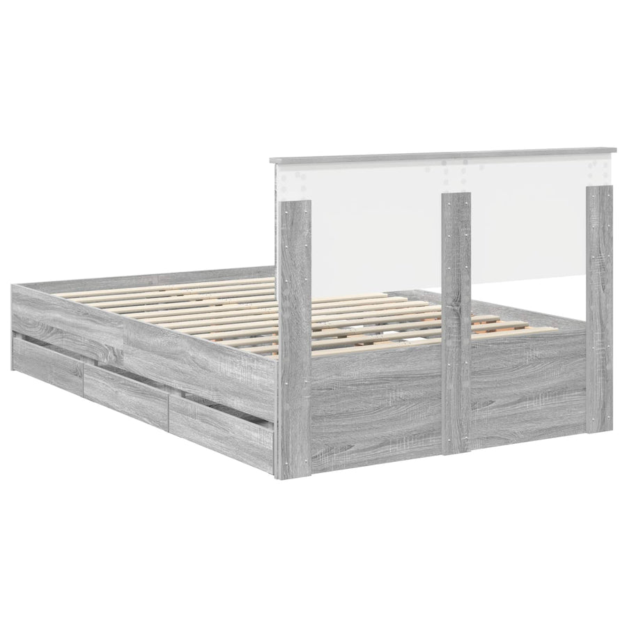 Bedframe met lade Grijs Sonoma 120 x 190 cm Ingenieurshout